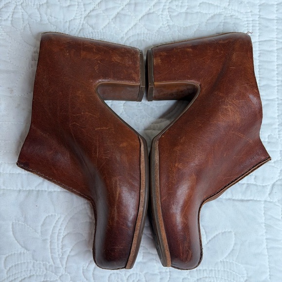 Kork-Ease Sagano Mule Leather Wrapped Women's 8 Brown Rum Chunky Heels Comfort - Picture 4 of 13